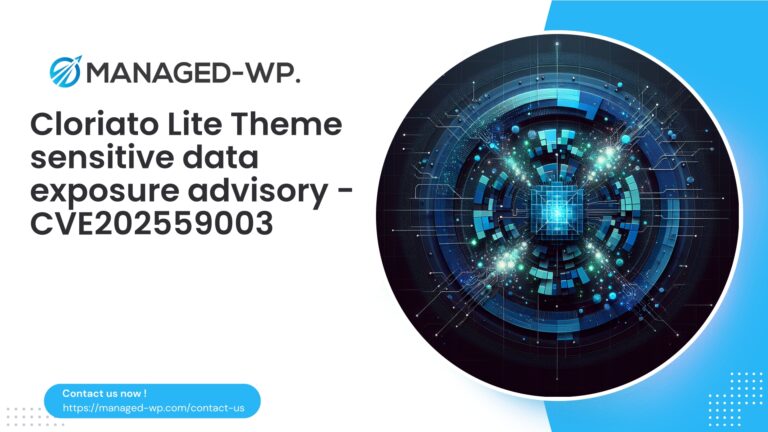 Critical Cloriato Lite Theme Data Exposure Vulnerability…