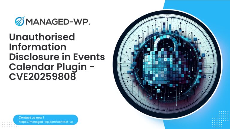 Unauthenticated Access Allows Events Calendar Data Exposure...