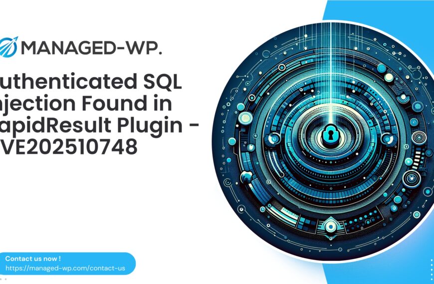 Authenticated SQL Injection in RapidResult Plugin | CVE202510748 | 2025-10-23