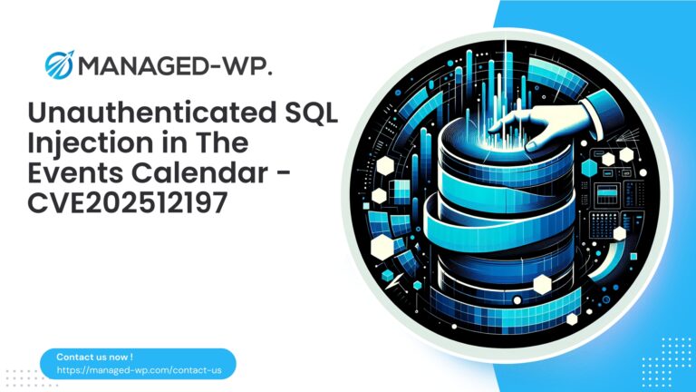 Critical Unauthenticated SQL Injection in Events Calendar…