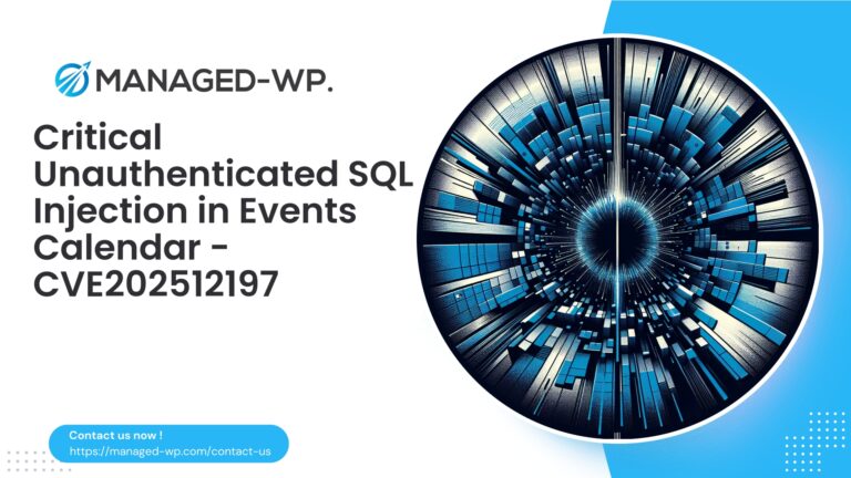 Critical Unauthenticated SQL Injection in Events Calendar…